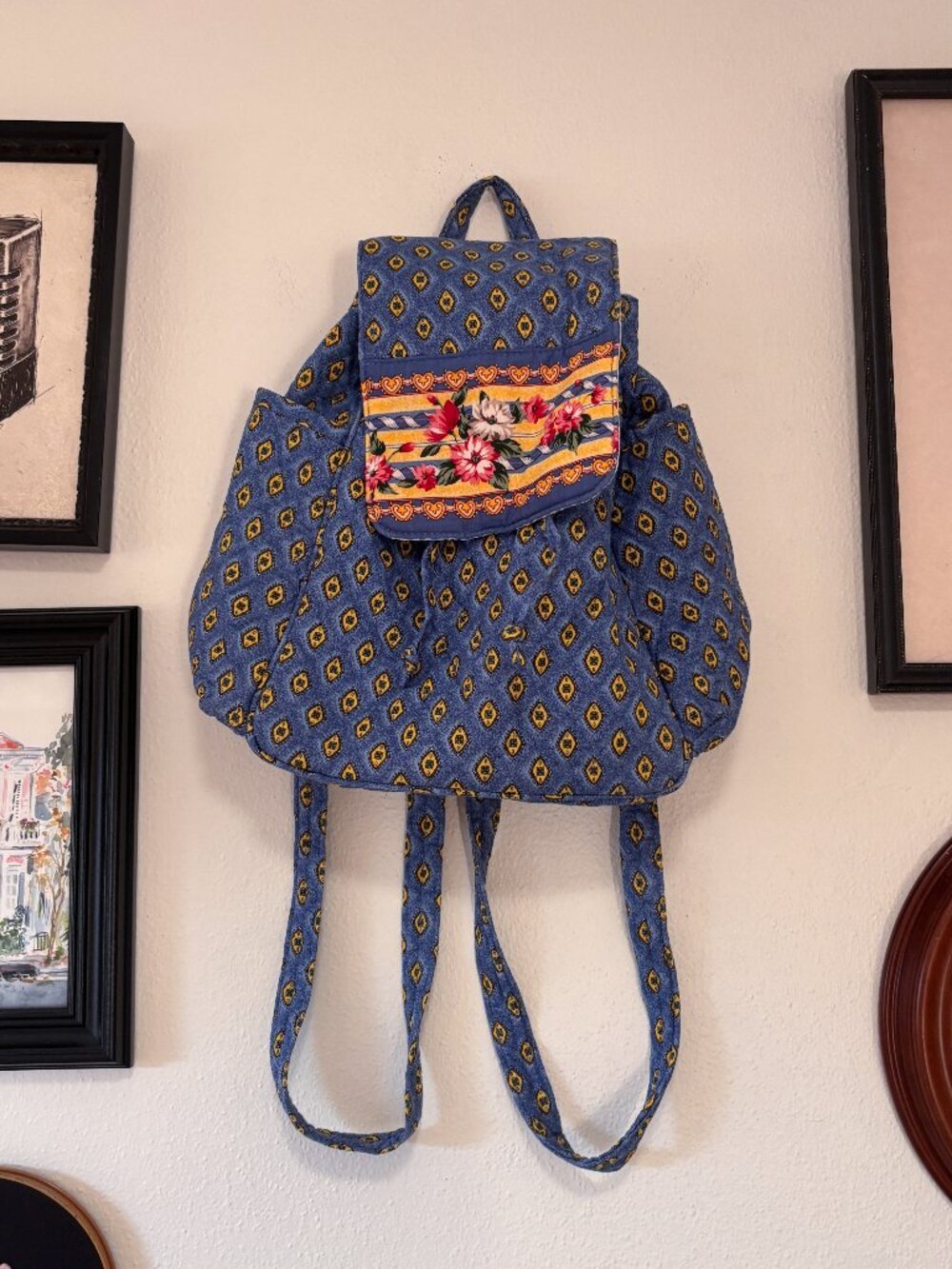 Blue Quilted Backpack